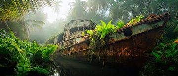 Verloren schip in de jungle - Duik erin van Poster Art Shop