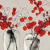 Radiant Red Berries in Vases van Bloemen Studio