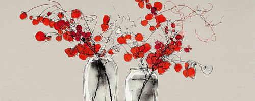 Radiant Red Berries in Vases