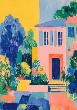 Pastel house in an impressionist garden by Niklas Maximilian