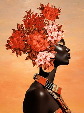 Woman in Africa in Autumn sur Marja van den Hurk