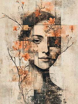 Vrouw met Oranje Bloemen