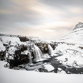 Kirkjufell with waterfall on Iceland by road to aloha