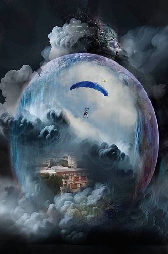 Paragliding flight ... above the clouds