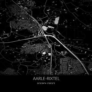 Zwart-witte landkaart van Aarle-Rixtel, Noord-Brabant. van Rezona