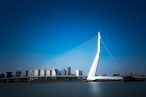 Erasmus Bridge colored blue