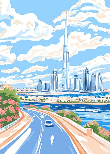 Ligne d'horizon de Dubaï - Vue sur Burj Khalifa