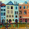 Colourful Painting Canalhouses Utrecht by Slimme Kunst.nl