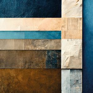 Abstrakt, beige, blau, braun, Kontrast, Geometrie, grau, Leinen, modern, Design, Gemälde