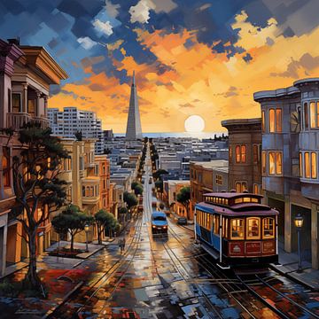 San Francisco zonsondergang van TheXclusive Art