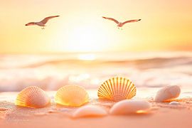 Schelpen op het strand van Poster Art Shop