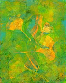 Ginkgo dance orange and green by Karen Kaspar