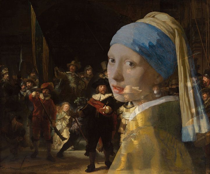 Meisje met de Parel in de Nachtwacht van Eigenwijze Fotografie