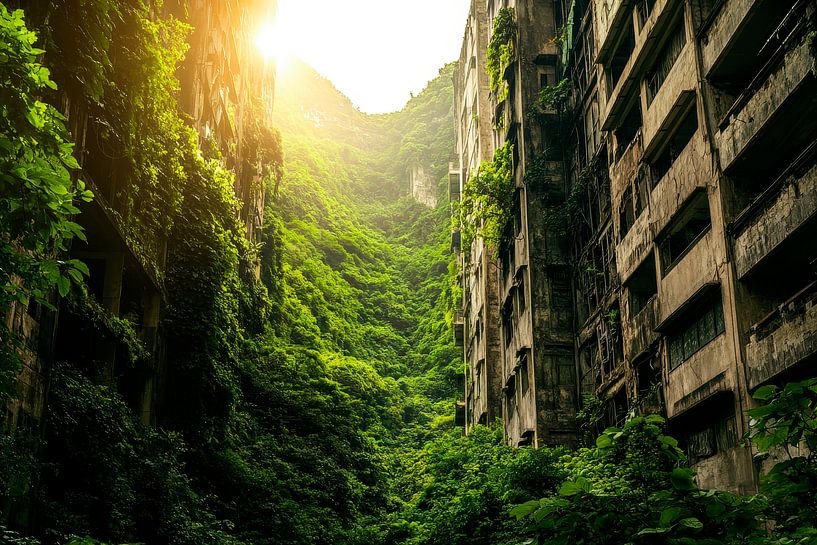 Abandoned city with vegetation by Poster Art Shop