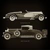 Duesenberg SJ Speedster 1933 en Cadillac V16 Roadster 1930 van Jan Keteleer