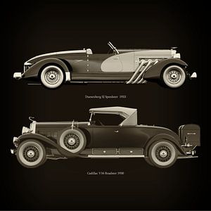 Duesenberg SJ Speedster 1933 und Cadillac V16 Roadster 1930