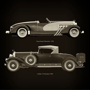 Duesenberg SJ Speedster 1933 en Cadillac V16 Roadster 1930