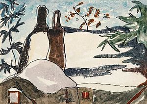 Arthur Dove - Snowy Rooftops and Trees (1935)