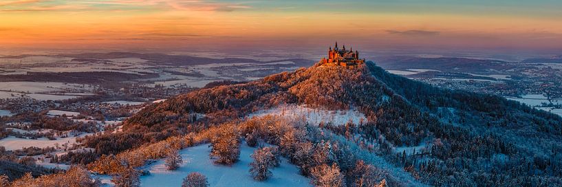 Hohenzollern Castle in winter at sunset by Markus Lange