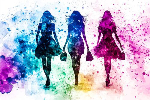 Kleurrijke silhouetten van drie vrouwen