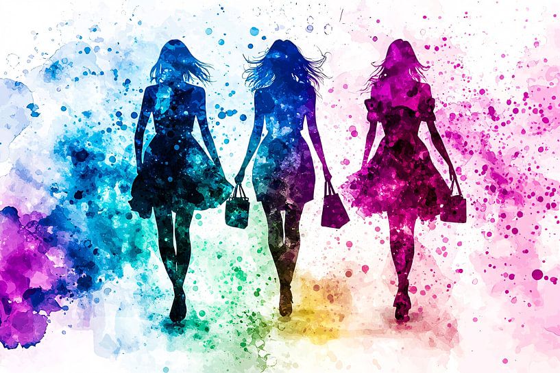 Kleurrijke silhouetten van drie vrouwen van Art & Soul Creations