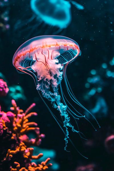 Shimmering jellyfish in the coral reef by Poster Art Shop