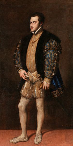 Porträt von Philipp II., Titiaan von Meisterhafte Meister