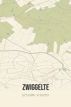 Vintage landkaart van Zwiggelte (Drenthe) van Rezona