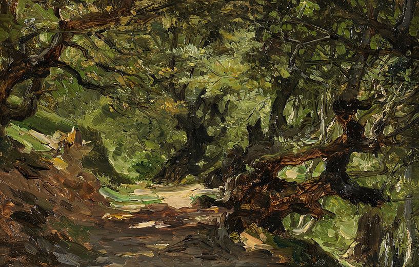 Carlos de Haes-Beech Forest, Path in the Woods, Antique Landscape by finemasterpiece