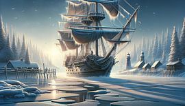 IJzige zeilen op een ijskoude ochtend van artefacti