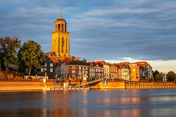 Skyline of Deventer in golden light