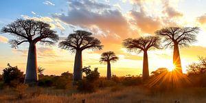 Coucher de soleil sur les baobabs - Des baobabs magiques à l'heure dorée