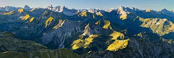 Bergpanorama vanaf de Nebelhorn bij zonsopgang van Walter G. Allgöwer