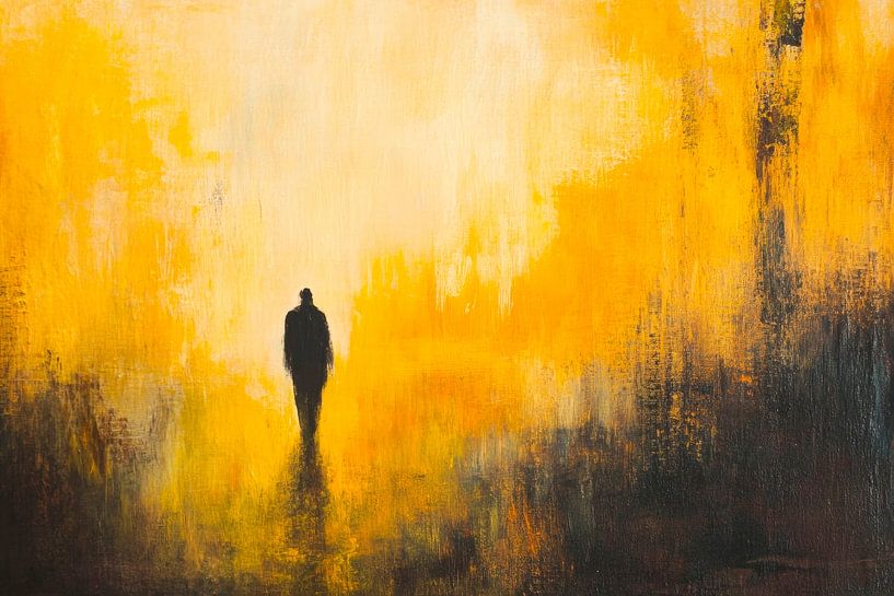 Einsamer Schatten in goldenem Licht von Poster Art Shop