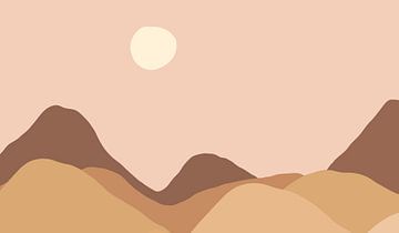Retro sunset in warm beige colours by Mad Dog Art