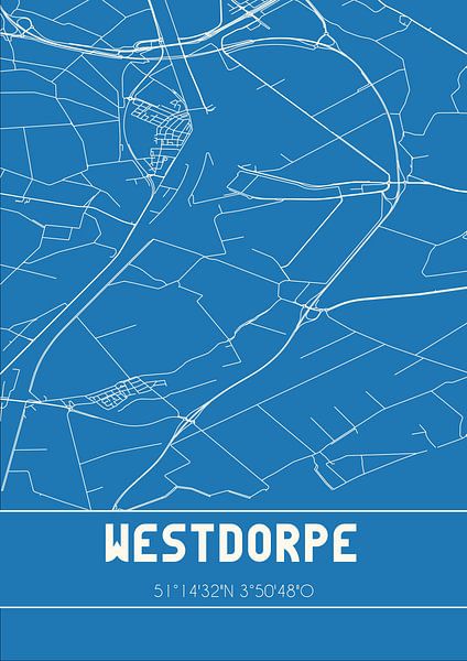 Blauwdruk | Landkaart | Westdorpe (Zeeland) van Stad & Wand