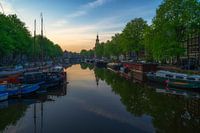 Blick über das Kromme Waal auf den Montelbaan-Turm, 2020