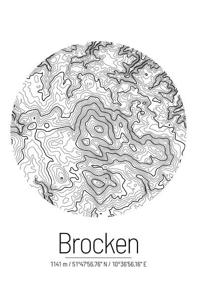 Brocken | Topographic Map (Minimal) by ViaMapia