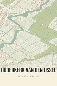 Vintage landkaart van Ouderkerk aan den IJssel (Zuid-Holland) van MijnStadsPoster