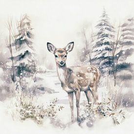 Deer in the winter forest by Andrea Haase