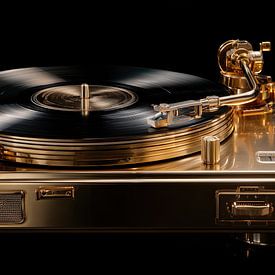 Panorama représentant un tourne-disque doré sur TheXclusive Art