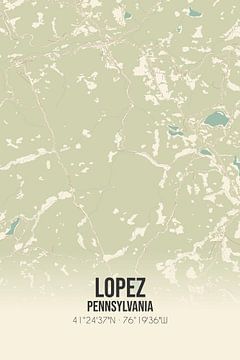 Carte ancienne de Lopez (Pennsylvanie), États-Unis. sur Rezona