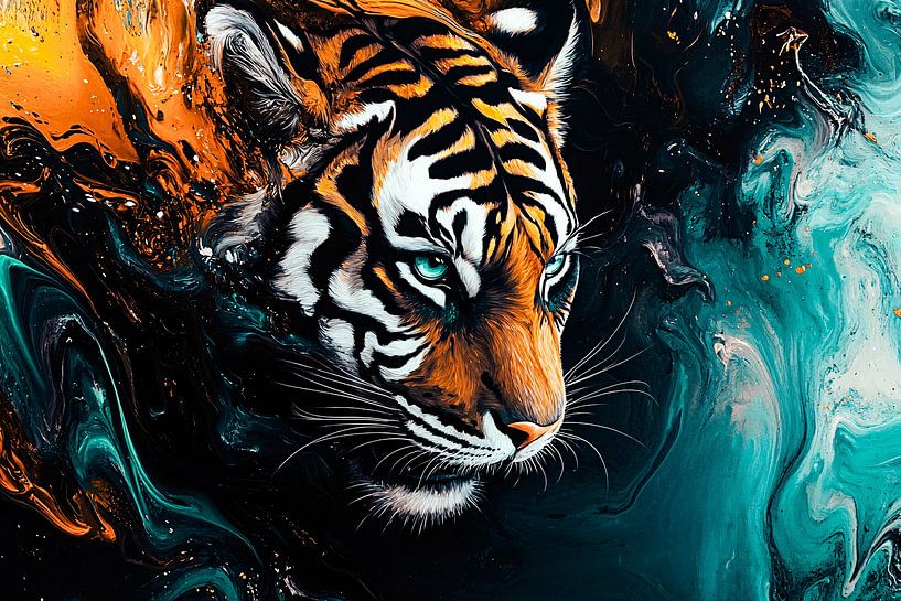 Surrealer Tiger in dynamischen Farben von Imperial Art House
