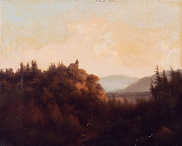 Gustav Barbarini, landscape with castle and people by Atelier Liesjes
