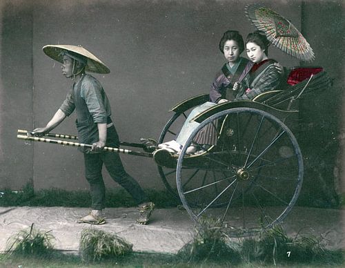 Vintage foto, riksja, Kusakabe Kimbei - 1870s - 1890s