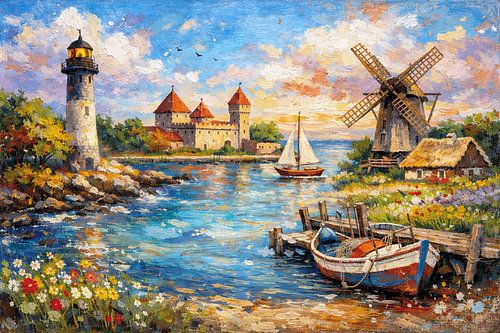 Saaremaa in Estland, een impressionistisch schilderij.