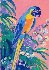 Papagei Gouache Minimal Regenwald von Niklas Maximilian