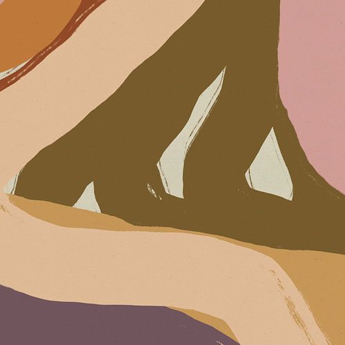 Abstracte lijnen in warm groen, geel, roze en paars I