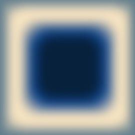 Neonkunst im Retro-Stil der 70er Jahre. Abstrakter Farbverlauf in Indigo, Creme und Blaugrau von Dina Dankers