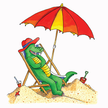 Crocodile en vacances à la plage